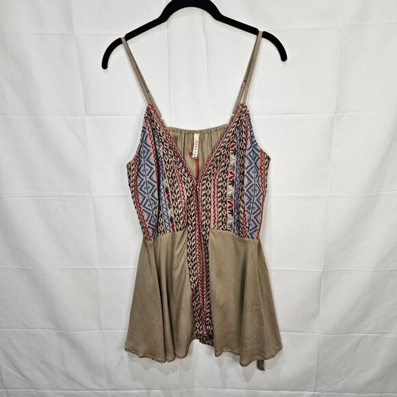 Raga [Sample] Blouse Tank Top Open Front Flowy Beige Size Small - Picture 2 of 8